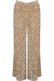 Sequin High Waist Wide Leg Trousers In Gold