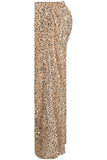 Sequin High Waist Wide Leg Trousers In Gold
