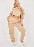Cropped Hoodie & Jogger Set in Beige