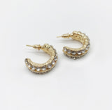 Diamanté Mini Hoop Earrings In Gold