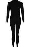 Black Double Zip Up Ribbed Loungeset