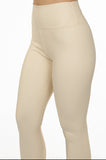 High Waisted Leather Leggings in Cream