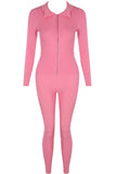 Pink Double Zip Up Ribbed Loungeset