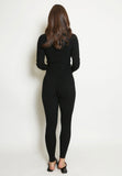Black Double Zip Up Ribbed Loungeset