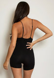 Seamless Ribbed Romper In Black