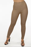 High Waisted Leather Leggings In Mocha