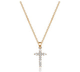Gold Diamanté Cross Necklace