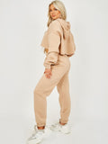 Cropped Hoodie & Jogger Set in Beige