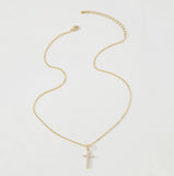 Gold Diamanté Cross Necklace